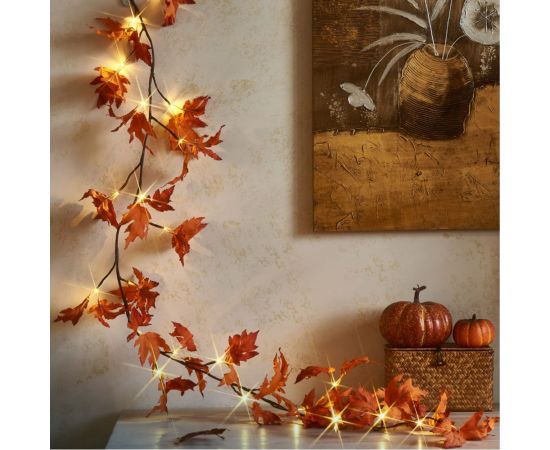 Кленовая гирлянда-ветвь КОСМОС 1,8м, IP65, 3AA батарейки, 6ч таймер, кабель коричневый 80см, KOC_INT-B129 
