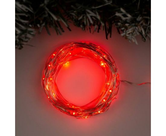 Гирлянда-нить Luazon ROSA, IP20, 10 м, Н.С. LED-100-12V, БП в комплекте, фиксинг, красный 5198359 