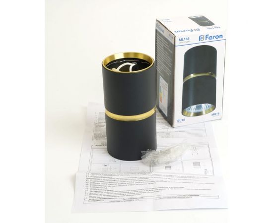 Потолочный светильник FERON ml186 barrel zen mr16 gu10 35w 230v, черный, золото 48639 – изображение 14