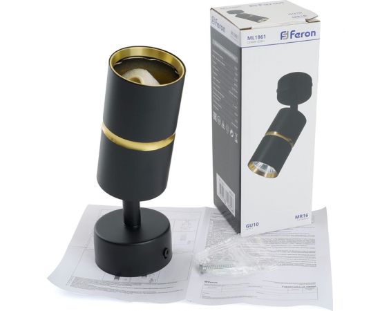 Настенно-потолочный светильник FERON ml1861 zen под лампу gu10, черный, золото 48641 – изображение 14