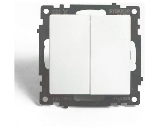 2-клавишный переключатель STEKKER (механизм), gls10-7107-01 , 250v, 10а, серия катрин, белый, 49166 – изображение 2