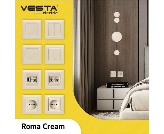 Розетка Vesta-Electric Roma КРЕМОВЫЙ двойная без заземления FRZ00010112MLK – изображение 2