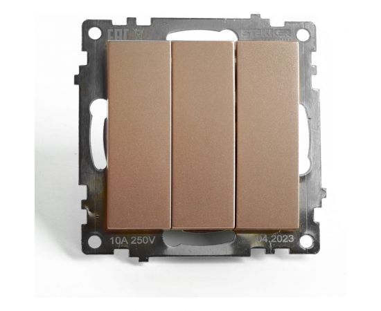 Выключатель 2-клавишный STEKKER механизм, gls10-7108-02, 250v, 10а, серия катрин, шампань, 49174 – изображение 2
