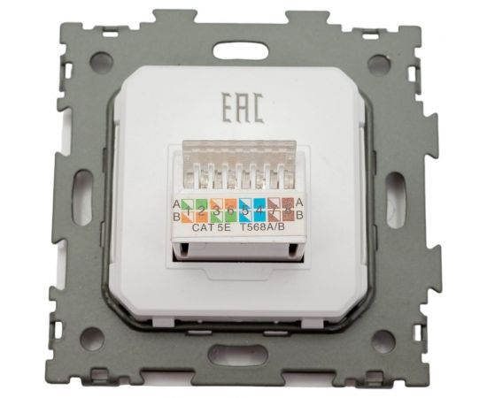 Компьютерная розетка CGSS RJ45 кат. 5e одинарная, белая ""Практика"" PL-W201C-WCG – изображение 3