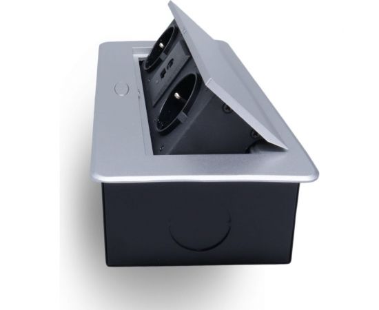 Горизонтальная выдвижная розетка ROCKETSOCKET 2 euro 16a, usb type a+c с блоком 18w, проводка, цвет серый SHS019-S – изображение 3