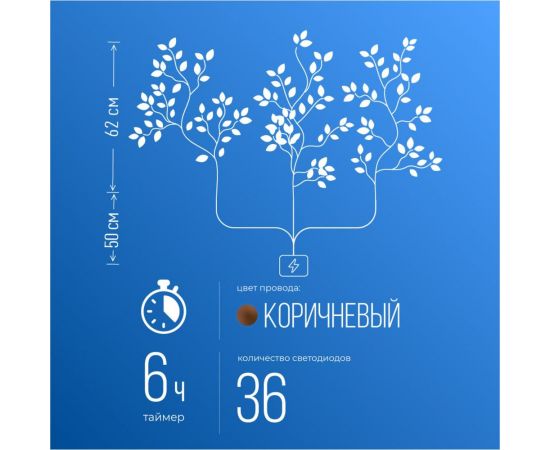 Гирлянда-Ветви эвкалипта КОСМОС 3шт, IP65, 3AA батарейки, 6ч таймер, кабель коричневый 50см, KOC_INT-B131 – изображение 4