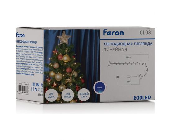 Линейная гирлянда FERON CL08, 600LED, желтый, статичная, 60м+3м, IP44, 36W, 41621 – изображение 4