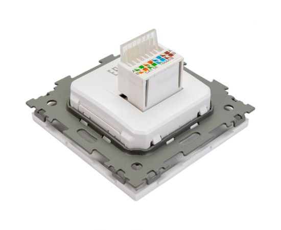 Компьютерная розетка CGSS RJ45 кат. 5e одинарная, белая ""Практика"" PL-W201C-WCG – изображение 4