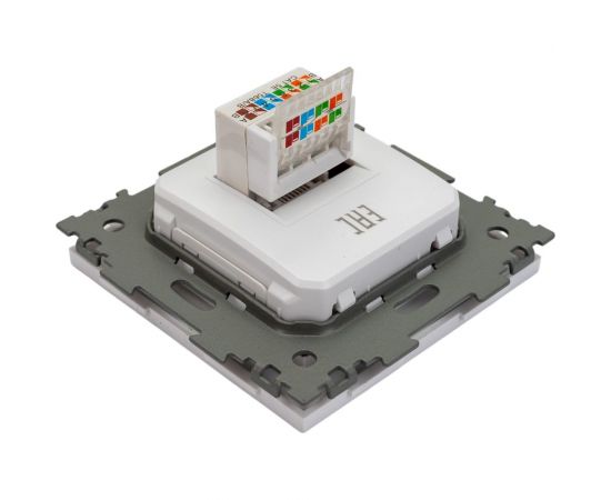 Компьютерная розетка CGSS RJ45 кат. 5e одинарная, белая ""Практика"" PL-W201C-WCG – изображение 5