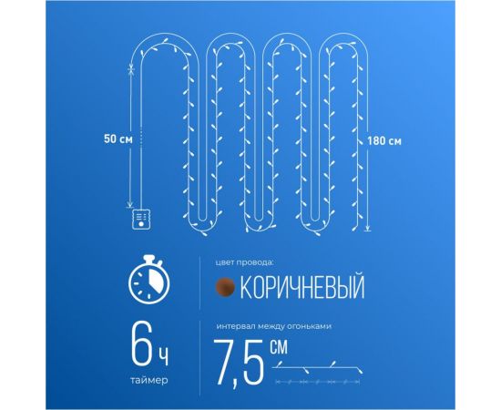 Кленовая гирлянда-ветвь КОСМОС 1,8м, IP65, 3AA батарейки, 6ч таймер, кабель коричневый 80см, KOC_INT-B129 – изображение 5