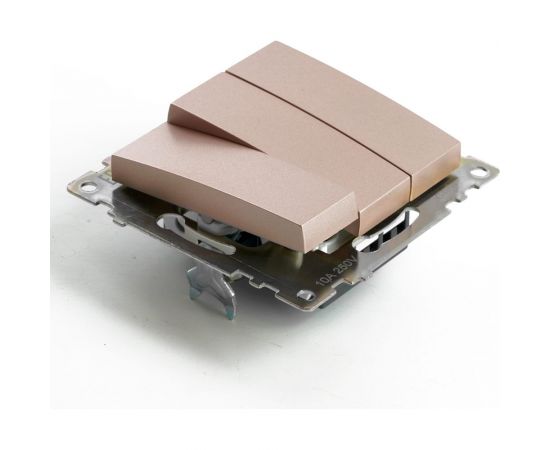 Выключатель 2-клавишный STEKKER механизм, gls10-7108-02, 250v, 10а, серия катрин, шампань, 49174 – изображение 6