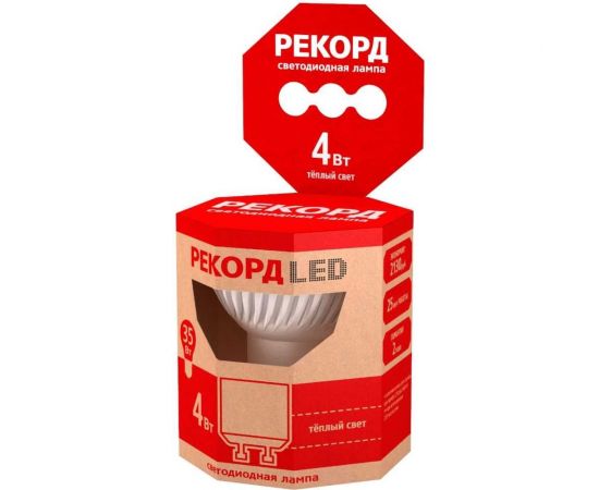 Светодиодная лампа LED MR16 4W GU10 3000К РЕКОРД 22317 – изображение 6