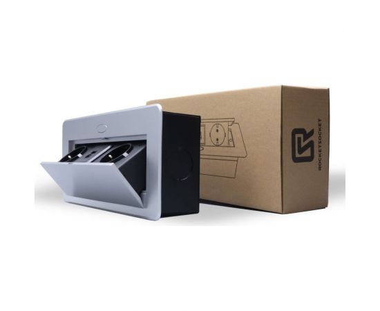 Горизонтальная выдвижная розетка ROCKETSOCKET 2 euro 16a, usb type a+c с блоком 18w, проводка, цвет серый SHS019-S – изображение 7