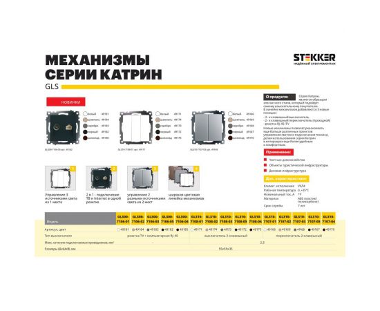 2-клавишный переключатель STEKKER (механизм), gls10-7107-01 , 250v, 10а, серия катрин, белый, 49166 – изображение 8