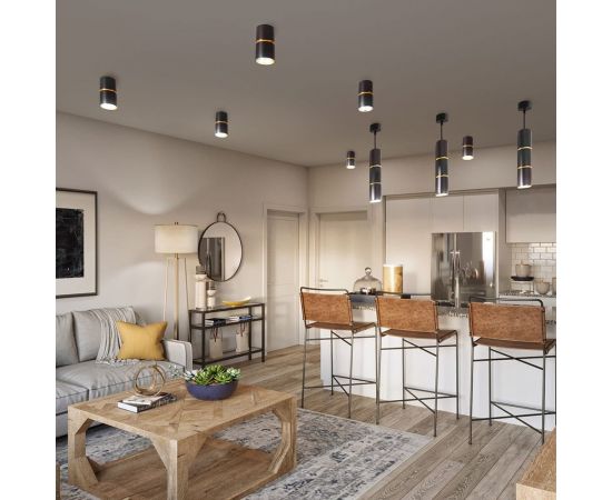 Настенно-потолочный светильник FERON ml1862 zen под лампу gu10, черный, золото, 48643 – изображение 10