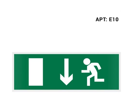 Самоклеящаяся информационная этикетка Wolta "УКАЗАТЕЛЬ ДВЕРИ ЭВАКУАЦИОННОГО ВЫХОДА (ЛЕВОСТОРОННИЙ)" E10 