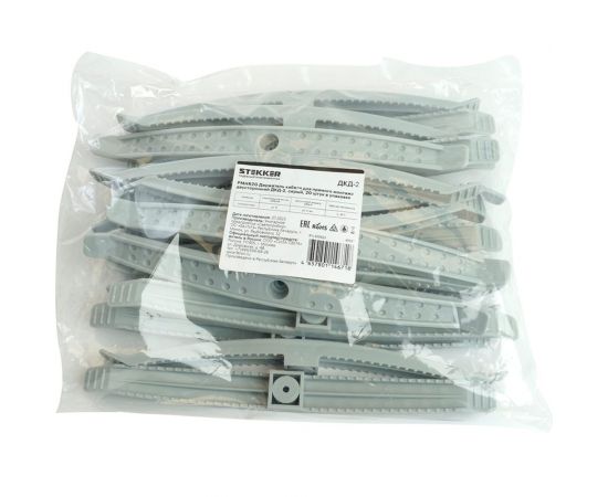 Двусторонний держатель кабеля для прямого монтажа STEKKER ДКД-2, серый (20шт) 49567 