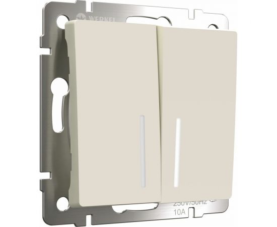 Двухклавишный выключатель WERKEL W1120162 с подсветкой айвори матовый a059282 