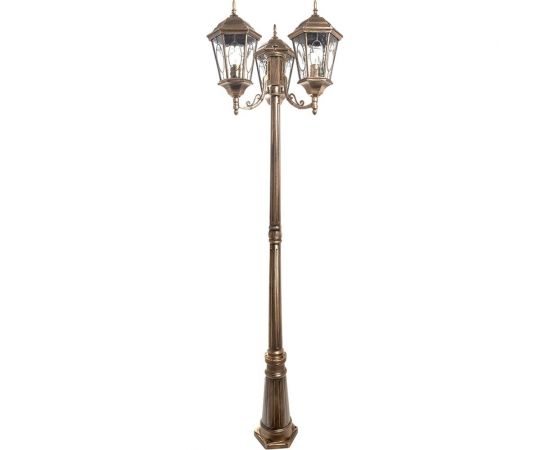 Садово-парковый светильник, столб шестигранный 3*60W E27 230V, черное золото Feron PL158 11326 