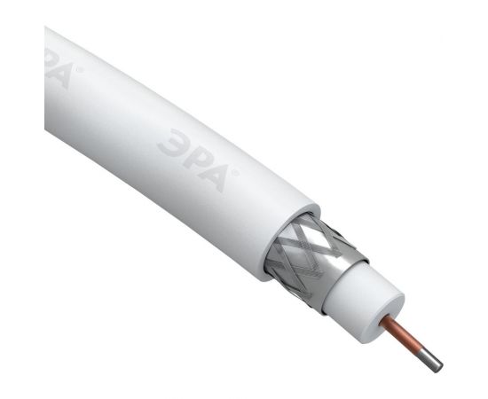 Коаксиальный кабель ЭРА 3С2V, 75 Ом, CCS/, PVC, цвет белый Б0044602 