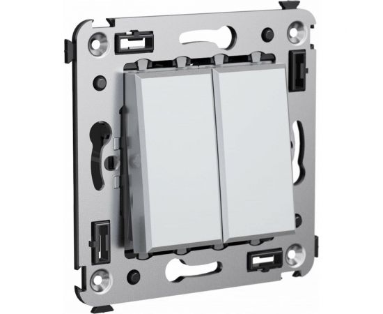 Двухклавишный выключатель в стену DKC, Avanti, закаленная сталь 4404104 