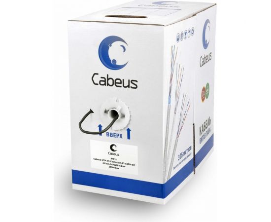 Кабель Cabeus витая пара, категория 5e, 4 пары, одножильный, черный, UTP-4P-Cat.5e-SOLID-LSZH-BK 
