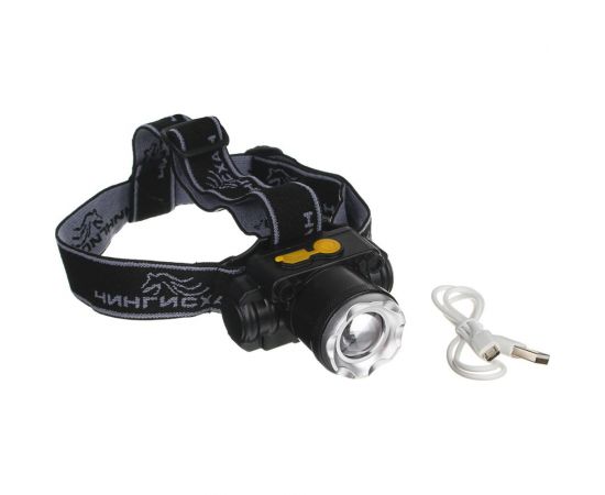 Налобный фонарик Чингисхан XPE 5 Вт, 6х7см, 3 режима, 1500мАч, USВ кабель, пластик, 1 цвет 78887 – изображение 2