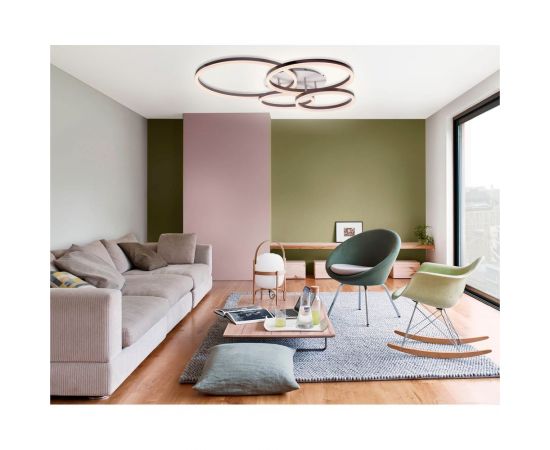 Потолочная светодиодная диммируемая люстра RITTER ECLIPSE с ДУ 3 режима 124Вт 31м2 белый/коричневый 52084 3 – изображение 2