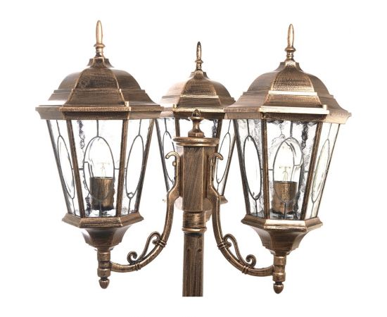 Садово-парковый светильник, столб шестигранный 3*60W E27 230V, черное золото Feron PL158 11326 – изображение 2