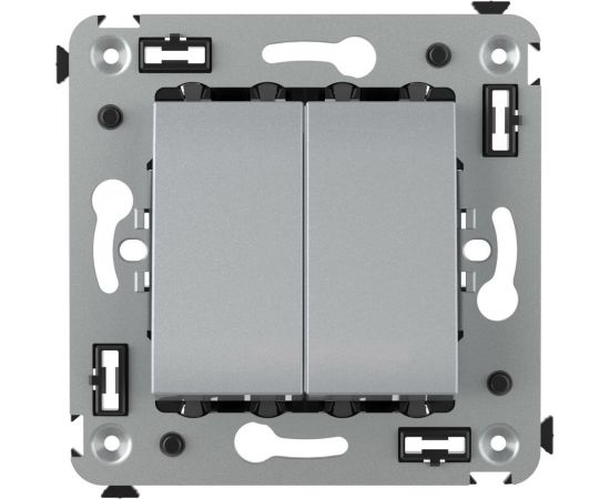 Двухклавишный выключатель в стену DKC, Avanti, закаленная сталь 4404104 – изображение 2