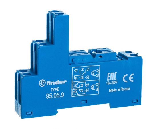 Розетка Finder для реле 40.51, 40.52, 40.61 и модуля 99.02/86.30, с разд-ми конт., с пласт, 95059SPA – изображение 2