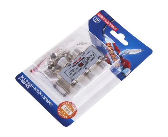 Антенный делитель REXANT f-типа на 4 tv + f-разъемы, 5-1000 мгц 06-0047-C – изображение 3