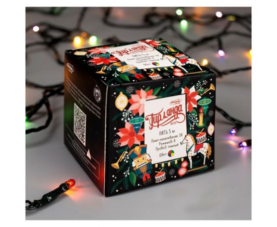 Гирлянда-нить Luazon ECO, IP20, 5 м, Н.Т. 50 ламп, 220V, 8 режимов, мультиколор 1585772 – изображение 4