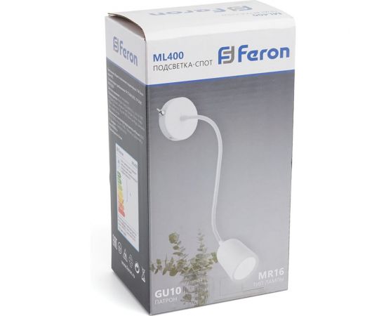 Настенный светильник FERON Ml400 под лампу, с переключателем, mr16/gu10, 35w, белый, 48441 – изображение 10