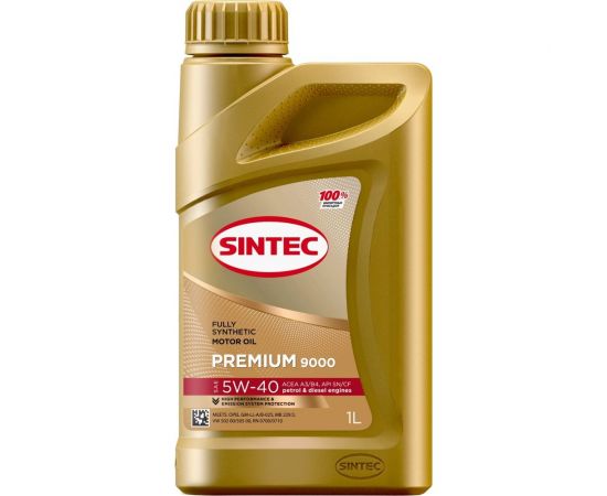 Моторное синтетическое масло Sintec PREMIUM 9000 SAE 5W-40, API SN, ACEA A3/B4, 1 л 801970 