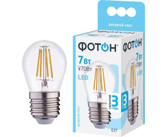 Светодиодная филаментная лампа ФОТОН LED FL P45 7W E27 4000K 23983 