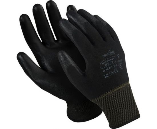 Перчатки MANIPULA Микропол, полиуретановое покрытие, размер 8, черные TPU-12 605812 