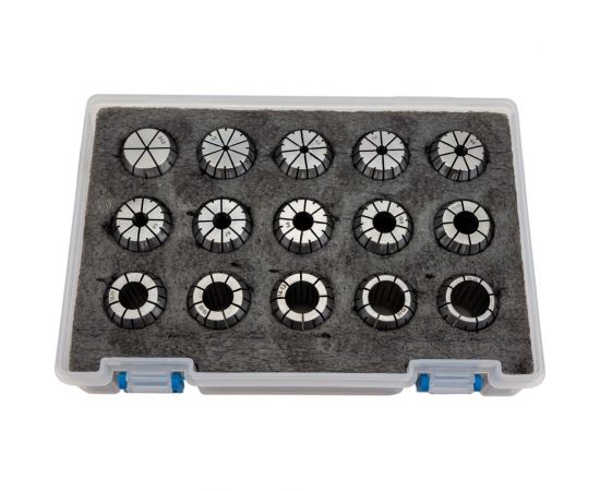 Набор цанг ER25 из 15 шт, 2; 3; 4; 5; 6; 7; 8; 9; 10; 11; 12; 13; 14; 15; 16 мм SOVIS 13010 