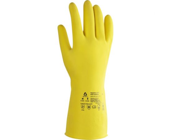 Латексные химостойкие перчатки Jeta Safety 50/50, с хлопковым напылением, 0.4 мм, р. 9/l JL711-09-L – изображение 2