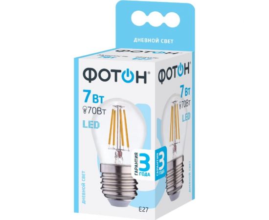 Светодиодная филаментная лампа ФОТОН LED FL P45 7W E27 4000K 23983 – изображение 3