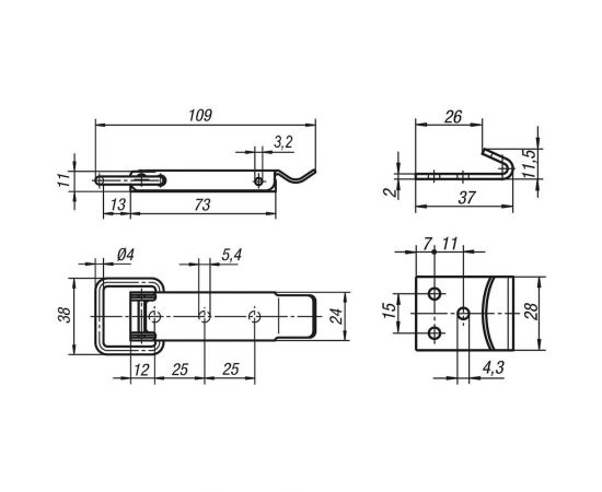 Накидная защелка со скобой KIPP K0045.1541091.9143371 – изображение 4