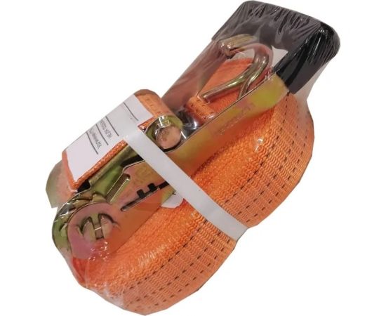 Ремень для крепления груза ZiZay 5 м, 25 мм, нагрузка до 1600 кг, со стальным храповым механизмом, 2 крюка, рр ZZ0065 