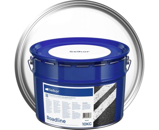 Быстросохнущая краска для дорожной разметки Selkor Roadline белая, 10 кг 15899 