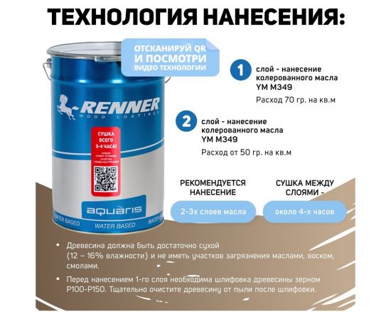 Интерьерная лазурь для дерева RENNER YM M349 R361 1 кг 1-361 – изображение 5