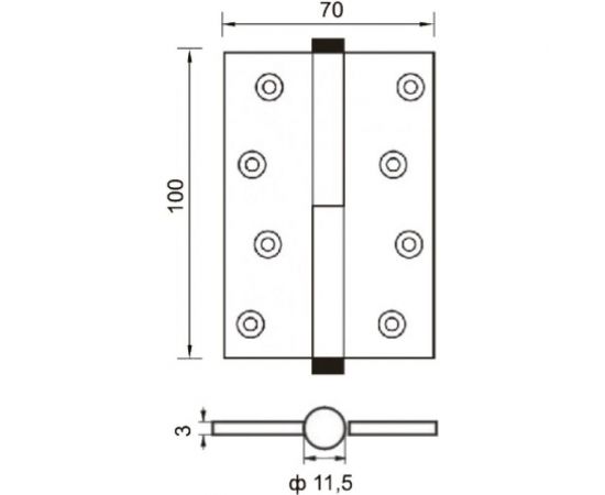 Петля стальная 100*75*2,5, 4 подшипника плоский колпачок РЕНЦ 100- 4BB FH SN – изображение 5