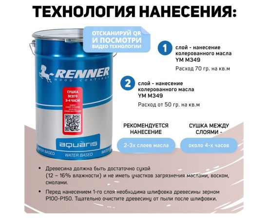 Интерьерная лазурь для дерева RENNER YM M349 R370 1 кг 1-370 – изображение 5