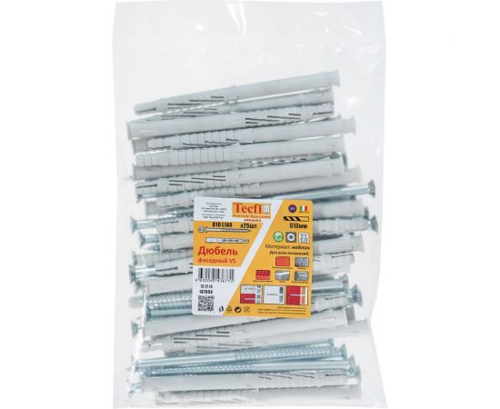Фасадный дюбель с шурупом Tecfi потайная головка, шлиц TORX 10x140 25 шт 147664 – изображение 6