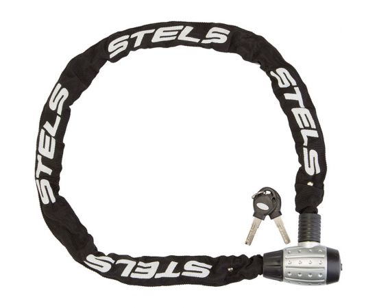 Цепь-замок STELS 85704 в тканевой оплетке, с ключом, 6x1200 мм серебристо-черный 540040 