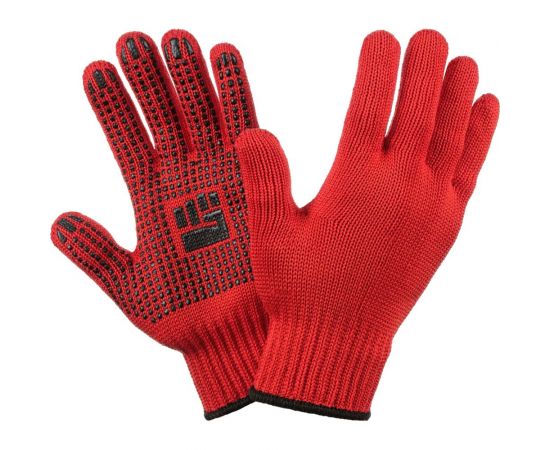 Трикотажные перчатки Фабрика перчаток, 2-слойные, с ПВХ, 7.5 класс, 6 нитей, красные, р.ХL/10 6-75-2С-КР-(XL) 