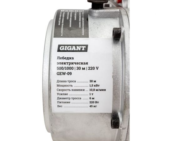 Электрическая лебедка Gigant 500/1000 кг, 220В, 30/15м GEW-09 – изображение 2